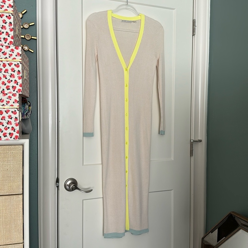 Alice + Olivia Cream Maxi Button Down Dress